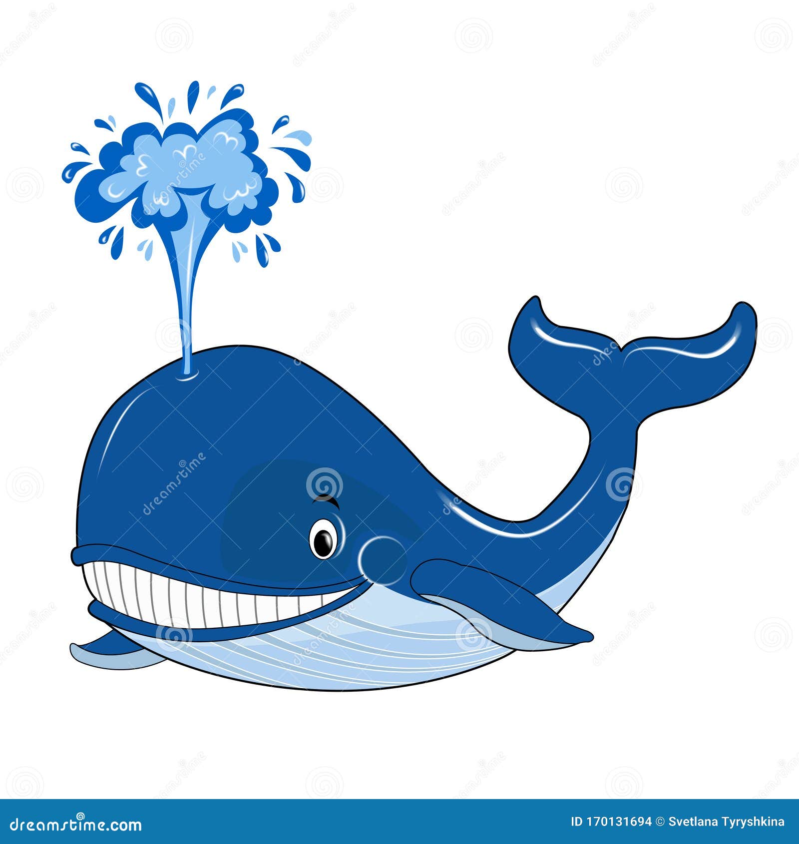 Blue Whale with Water Fountain Stock Vector - Illustration of swim ...