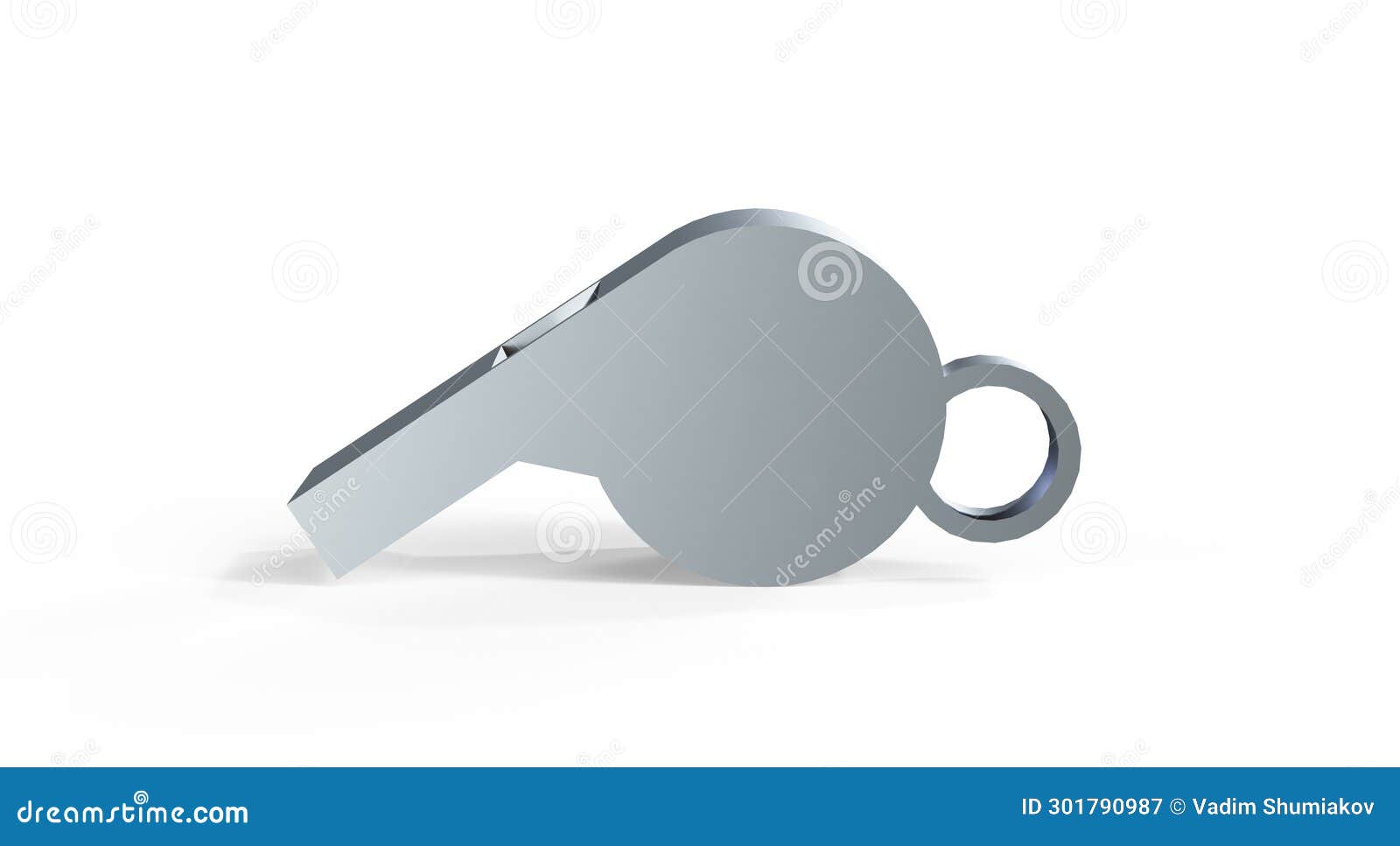 blue whistle with a closed zipper 3d render   on white background