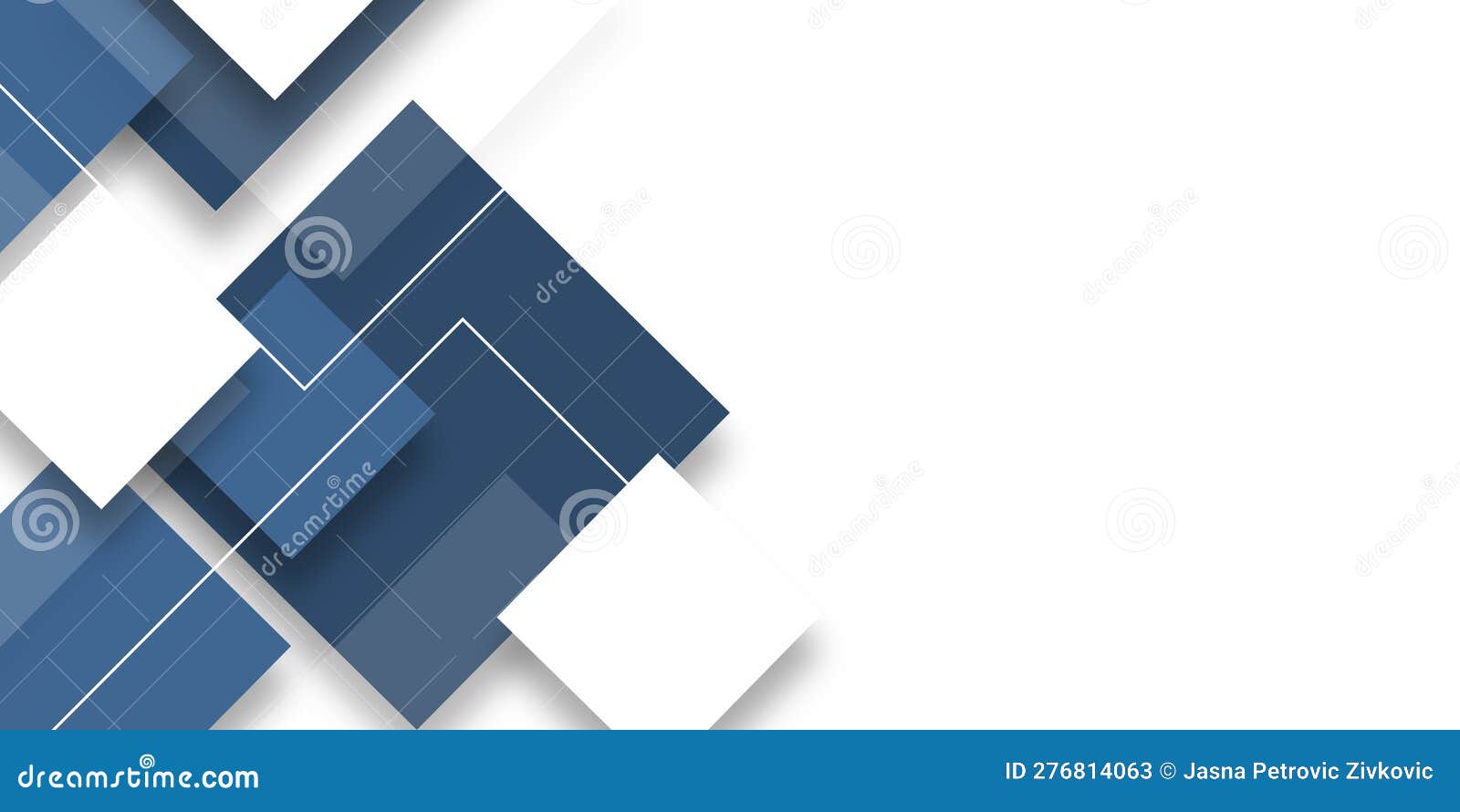 Blue White Abstract Geometric Presentation Background with Rectangle and Square Shapes Stock