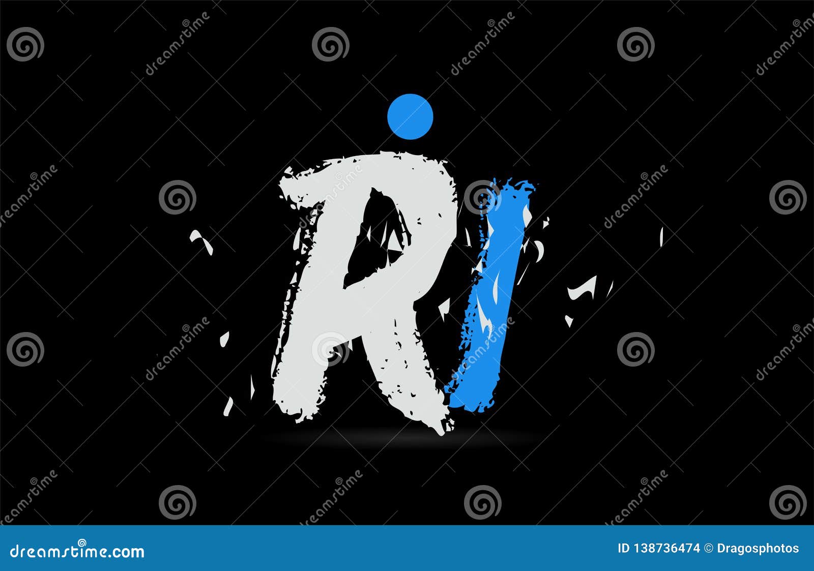 blue white alphabet letter combination ri r i logo 