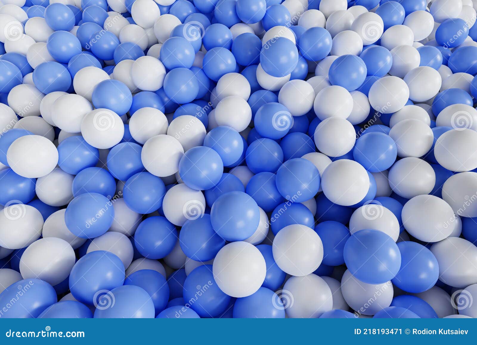 Blue and White Balls or Spheres Background, 3d Render Illustration
