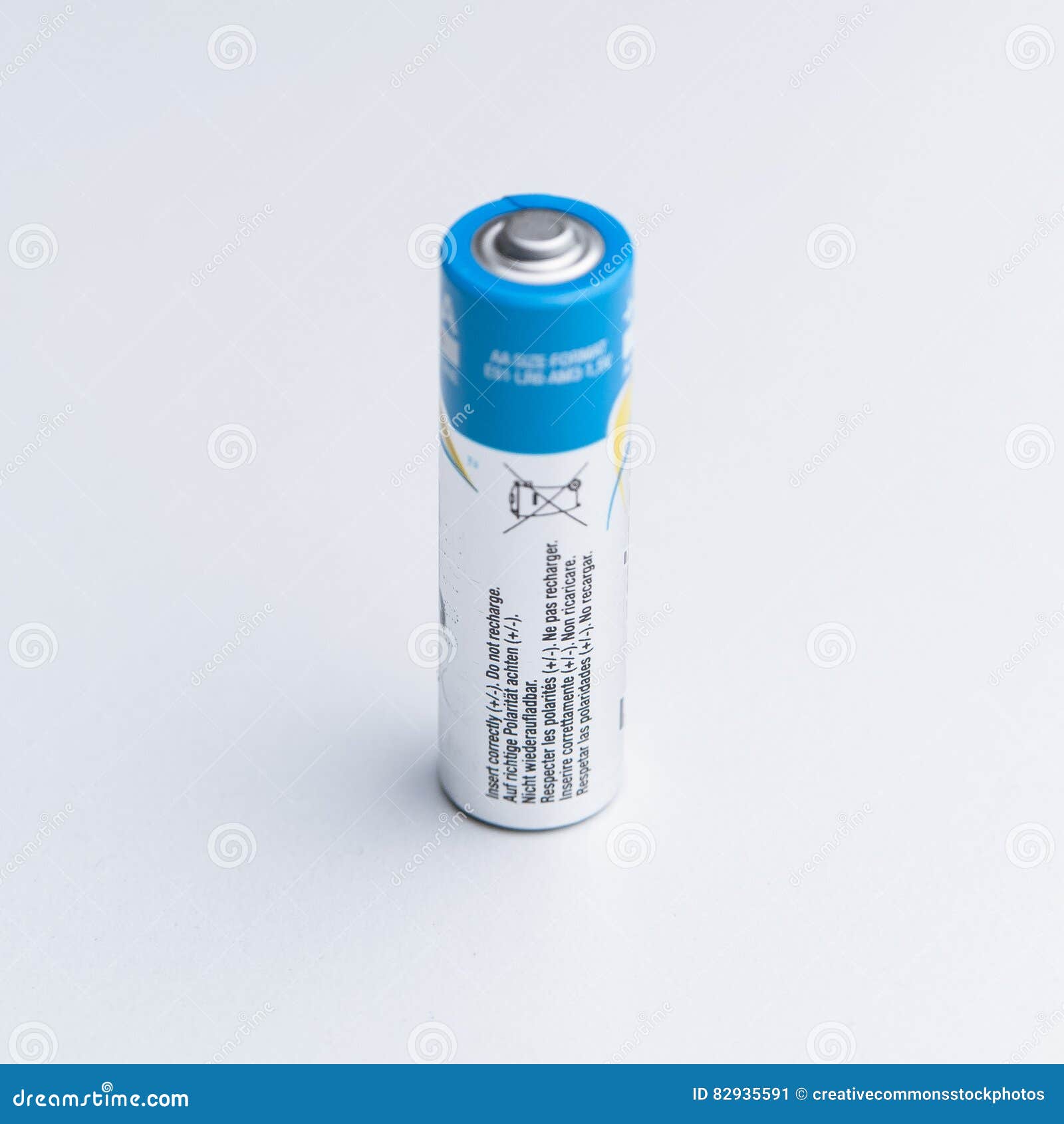 Blue and white battery stock image. Image of small, electrochemical