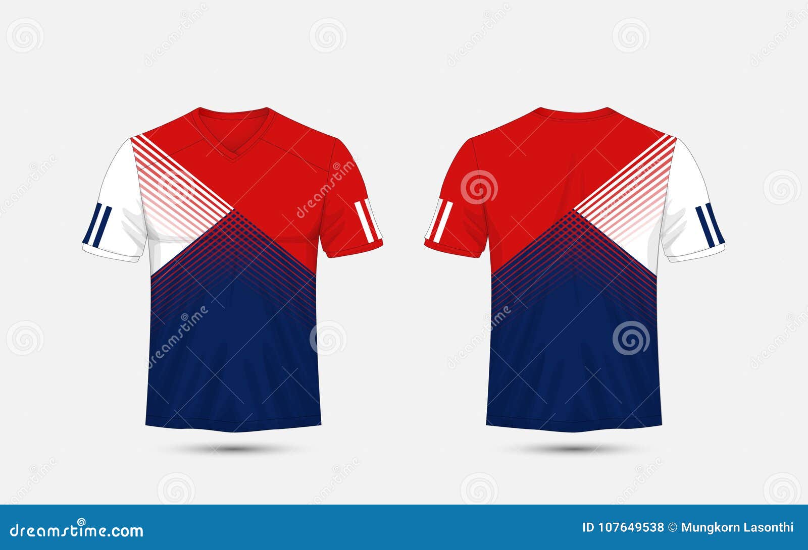 blue white red t shirt