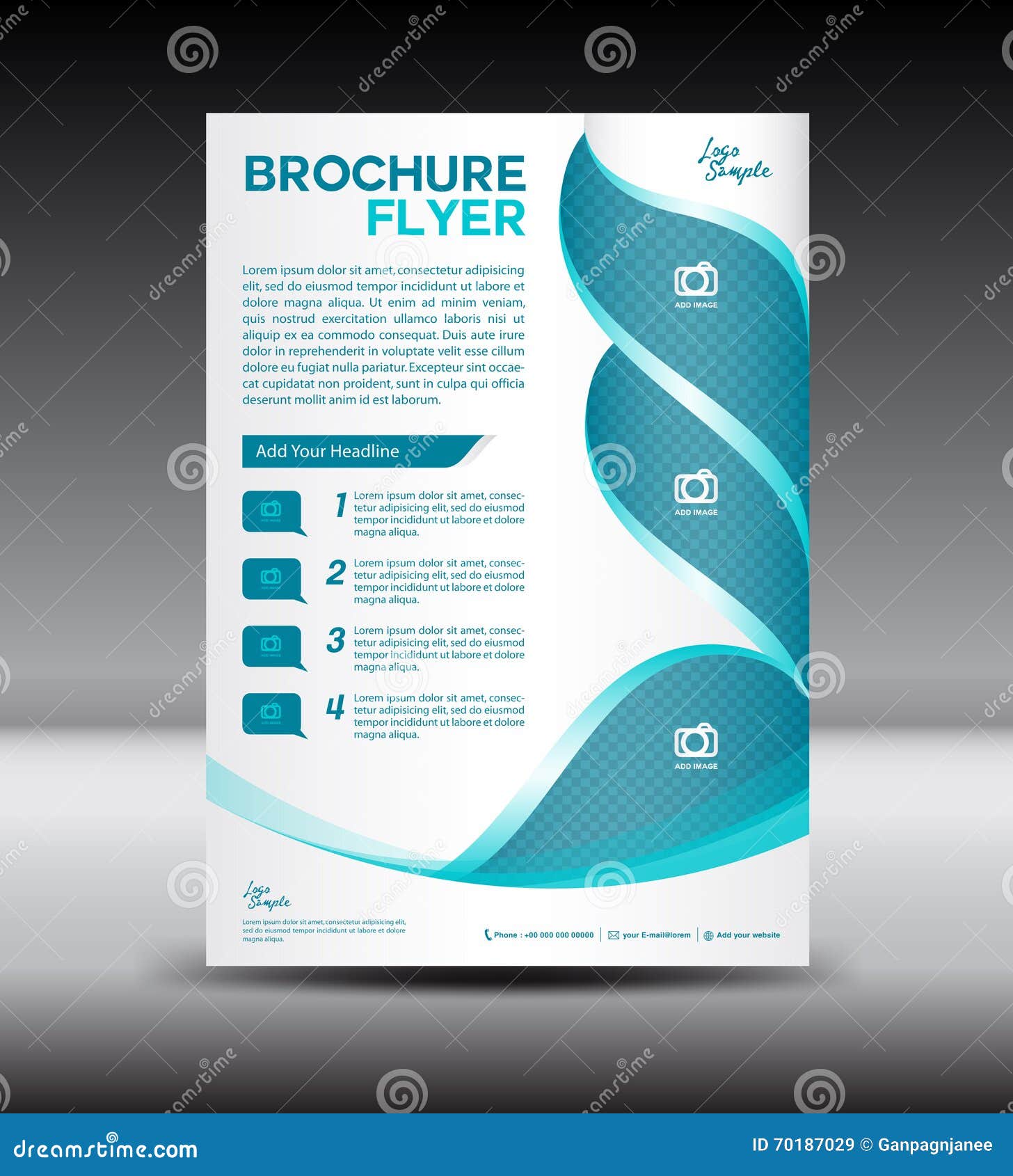 Blue And White Brochure Flyer Template Newsletter Design Stock Vector Illustration Of Annual Marketing