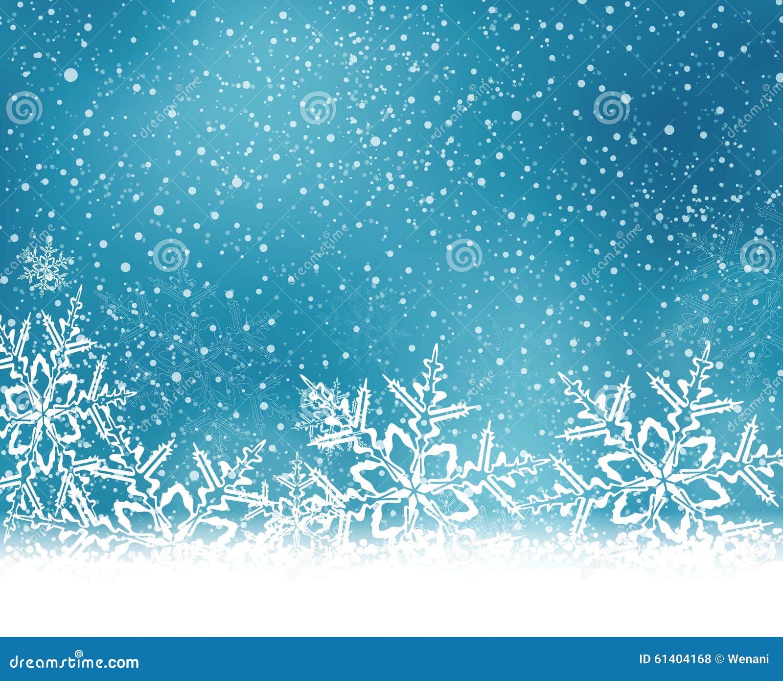 Blue White Christmas, Winter Background with Snow Flakes Stock