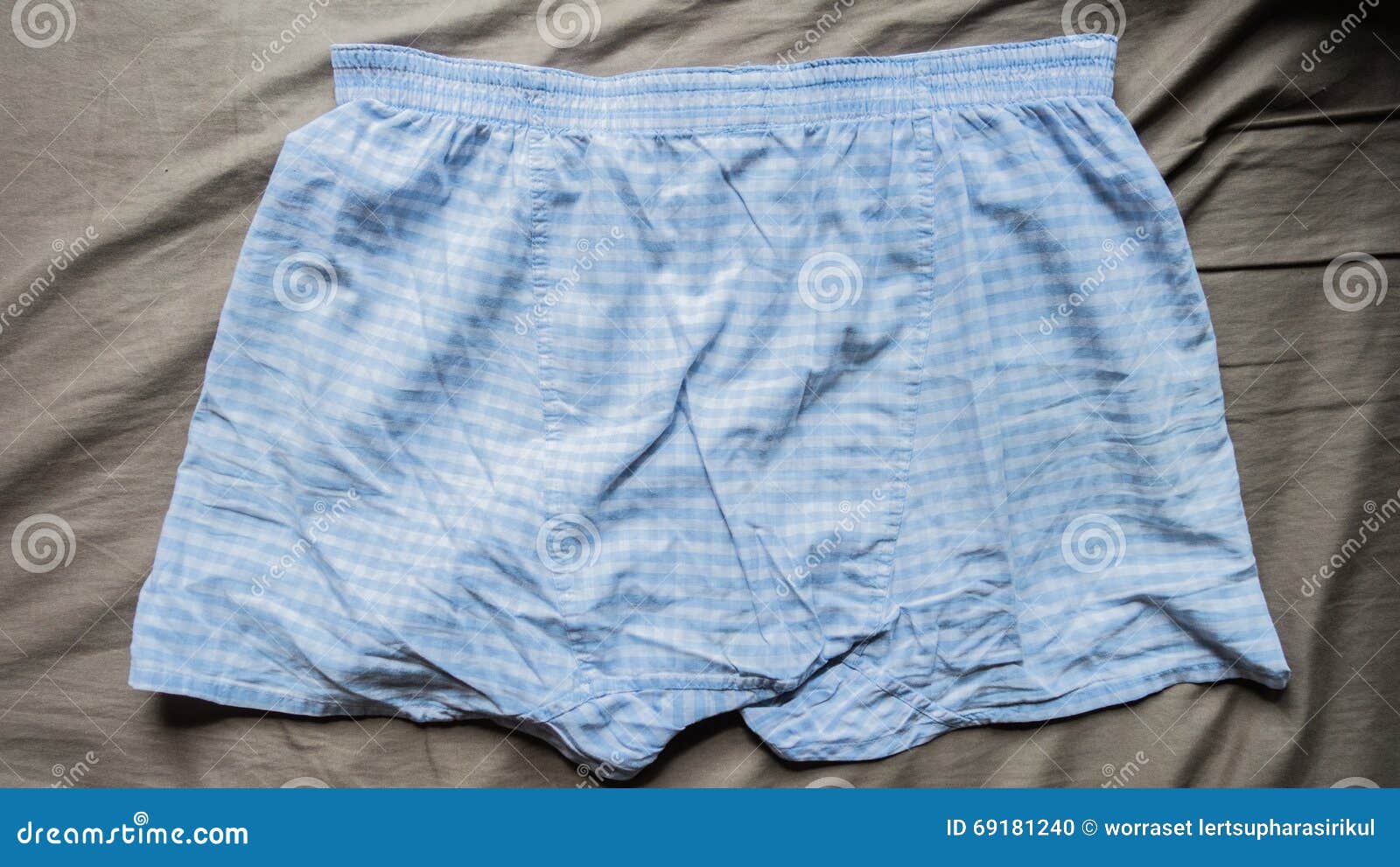 Blue and White Mini Pant on Bed Stock Photo Image of clothes, morning