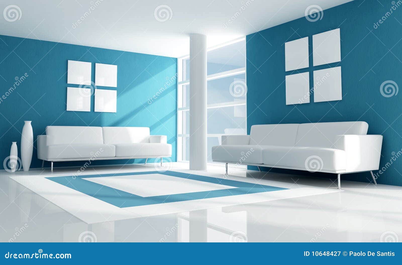 Blue And White Modern Living Room Royalty Free Stock Blue And White Modern Living Room Royalty Free Stock