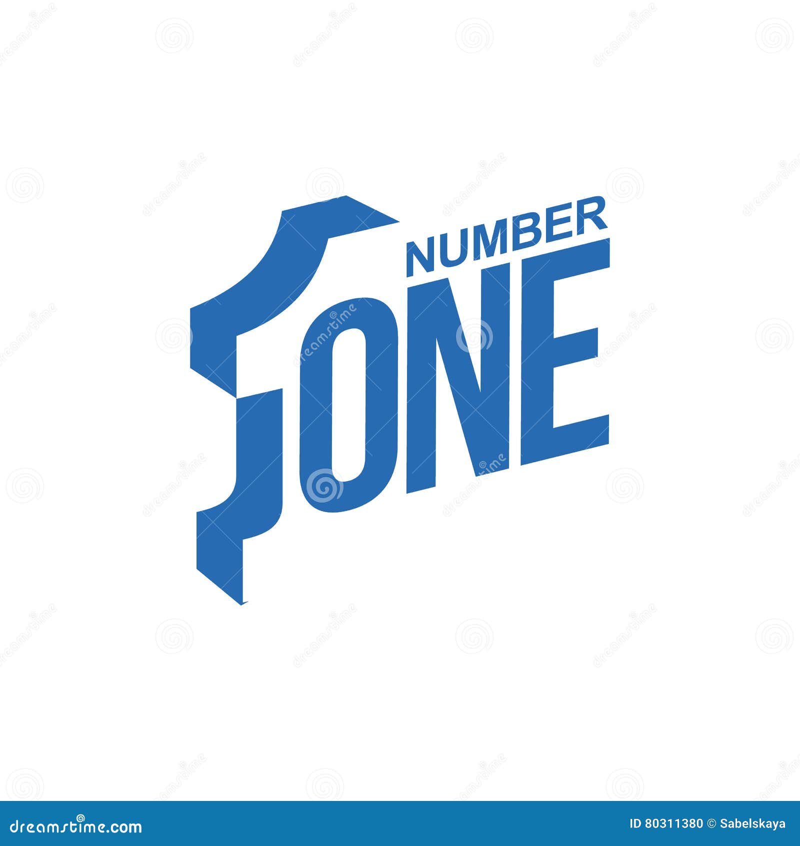 Blue and White Number One Diagonal Logo Template Stock Vector