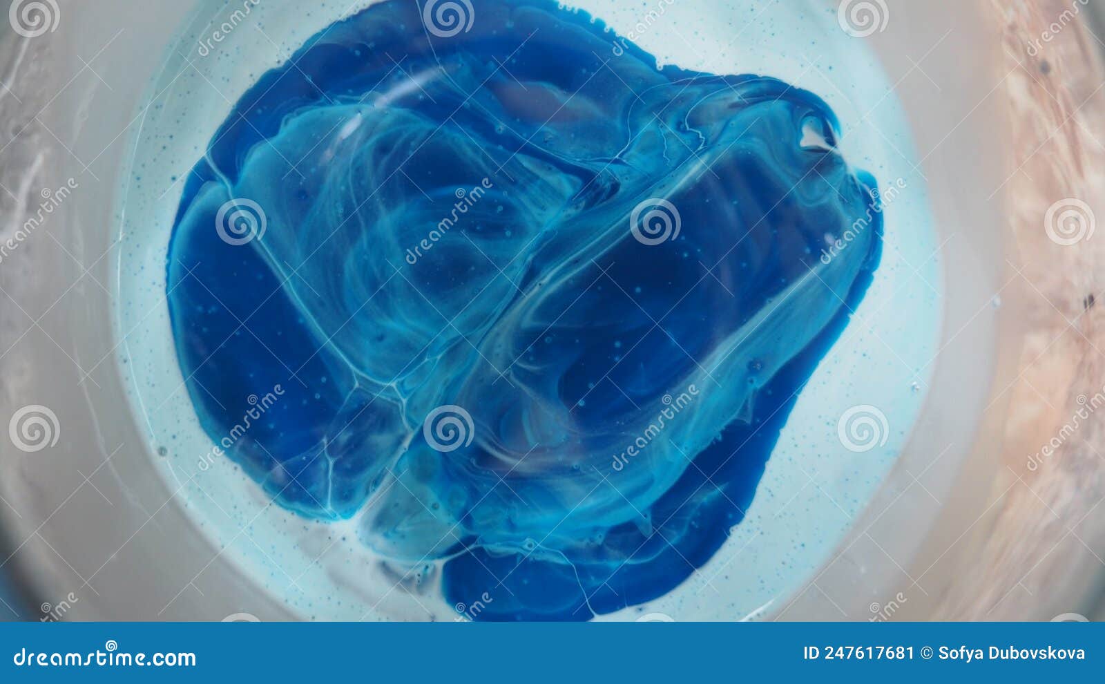 Blue and White Paint Mix with Bubbles and Bulges 3 Stock Image Image