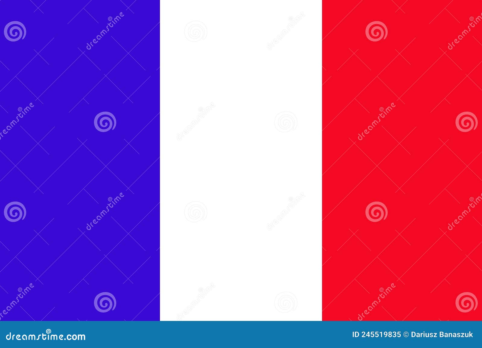 The Blue and White and Red Flag of France. Stock Illustration