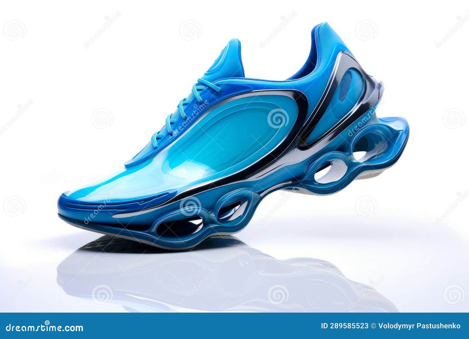 Blue and White Shoe with Black and White Design. Generative AI Stock ...