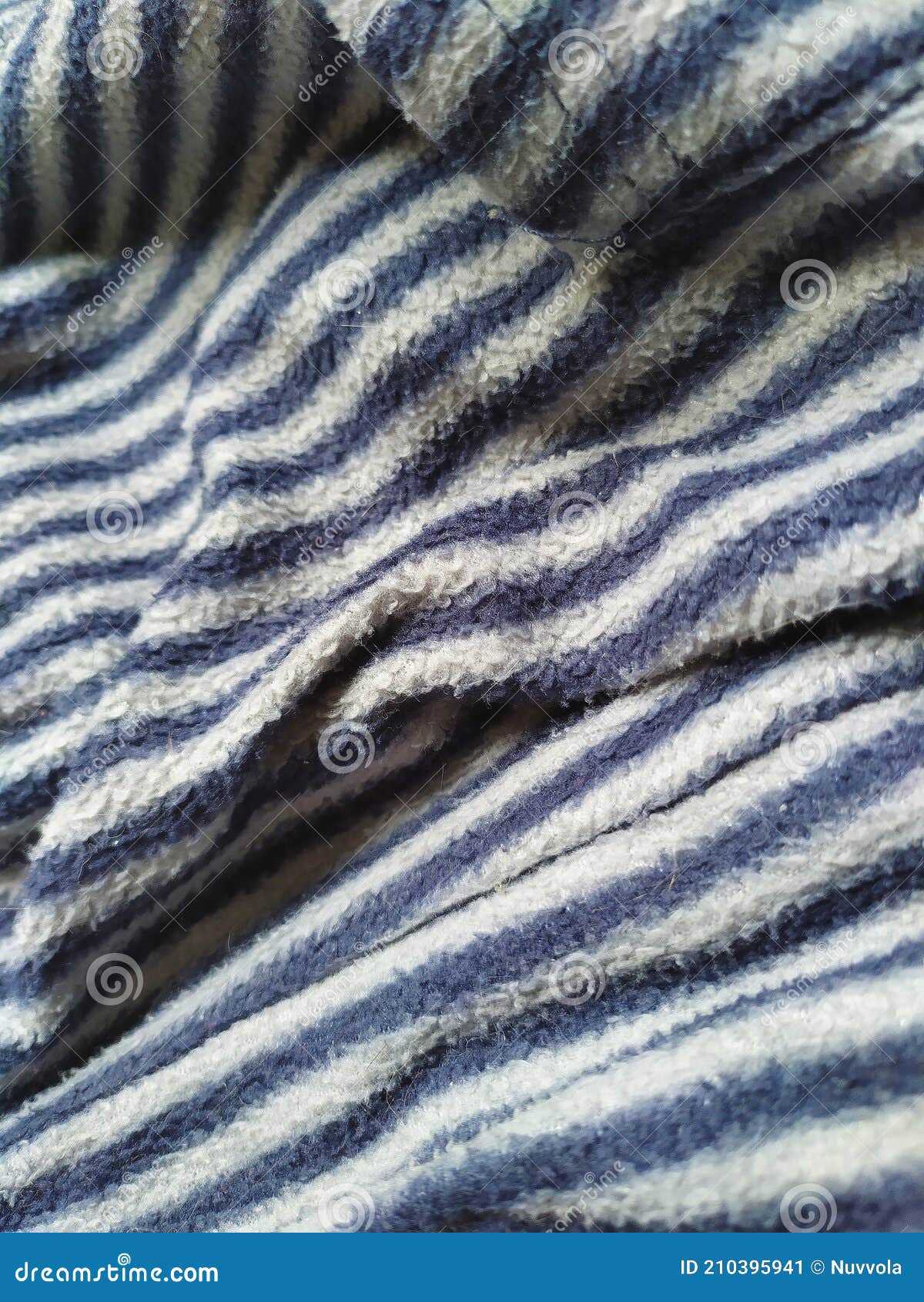 Blue and White Striped Fabric Texture Pattern Design with Crests and