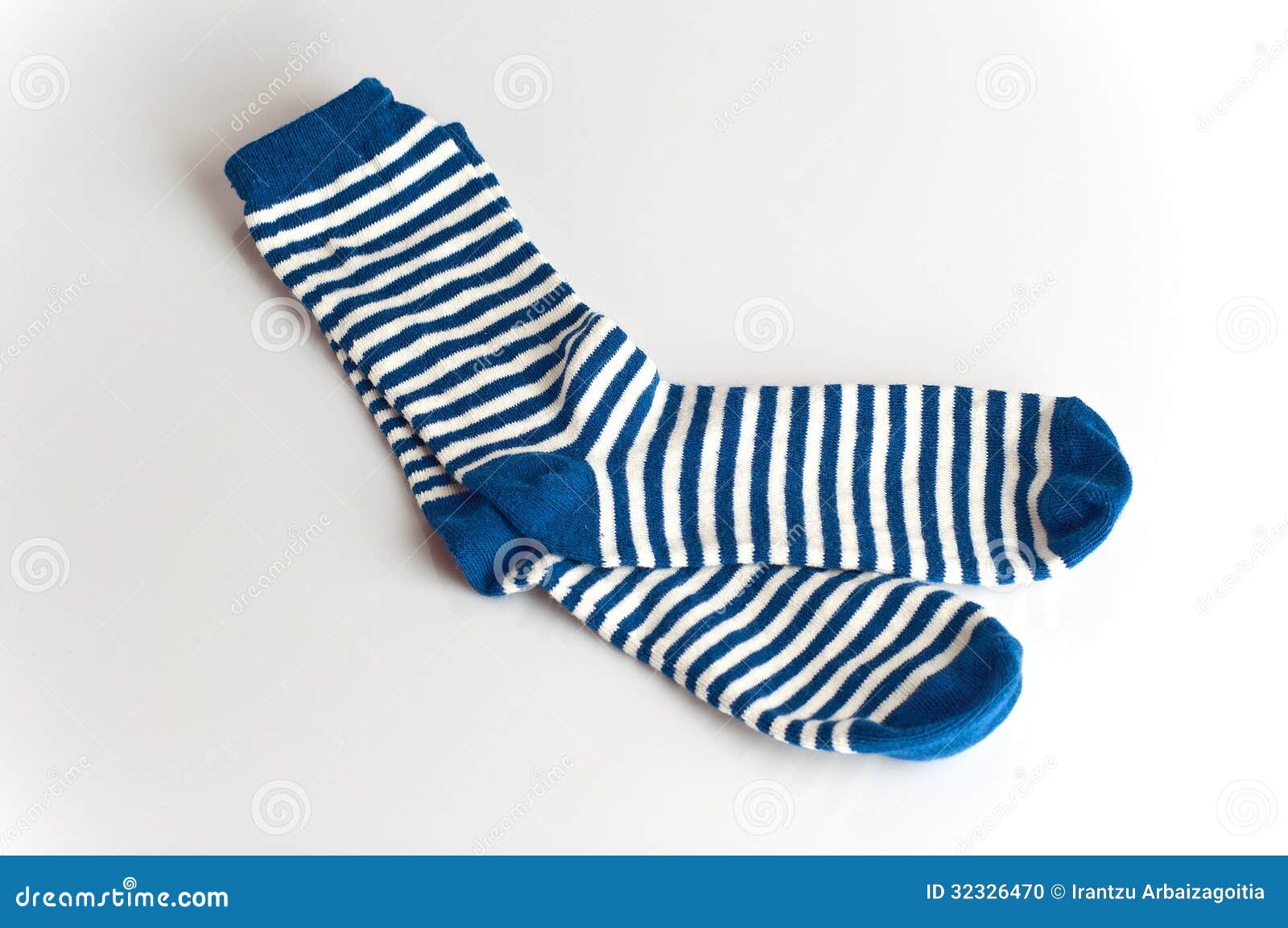 Blue And White Striped Socks On White Background Stock Photo - Image of ...