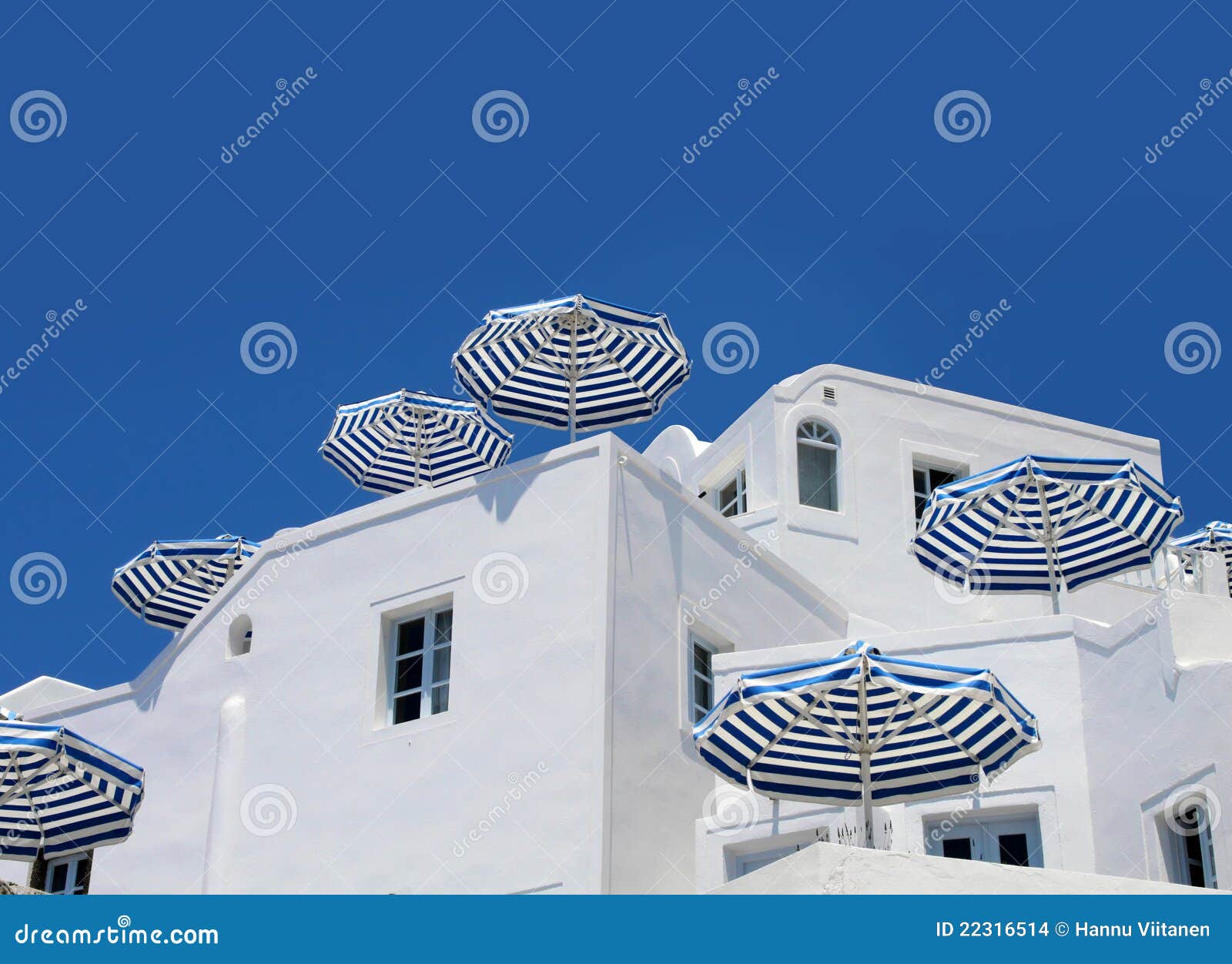 blue white sunshade umbrellas