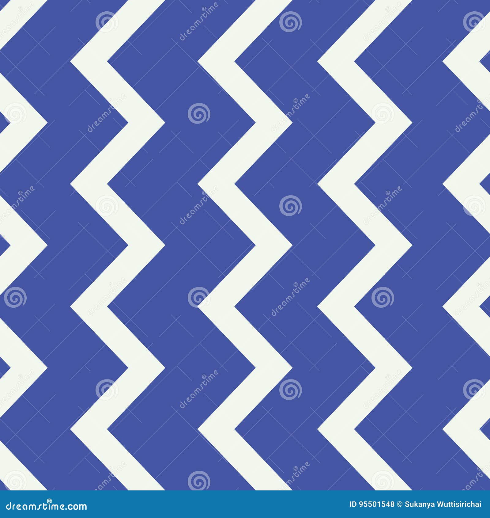 Blue and White Zigzag Line Seamless Pattern Design Stock Illustration