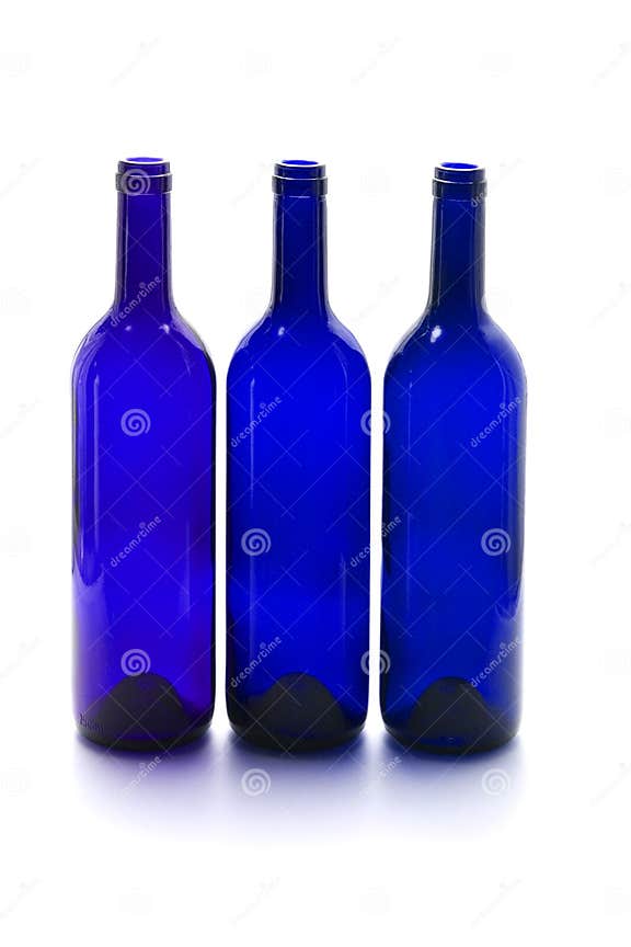 Blue wine bottles stock photo. Image of plain, back, group 14678668
