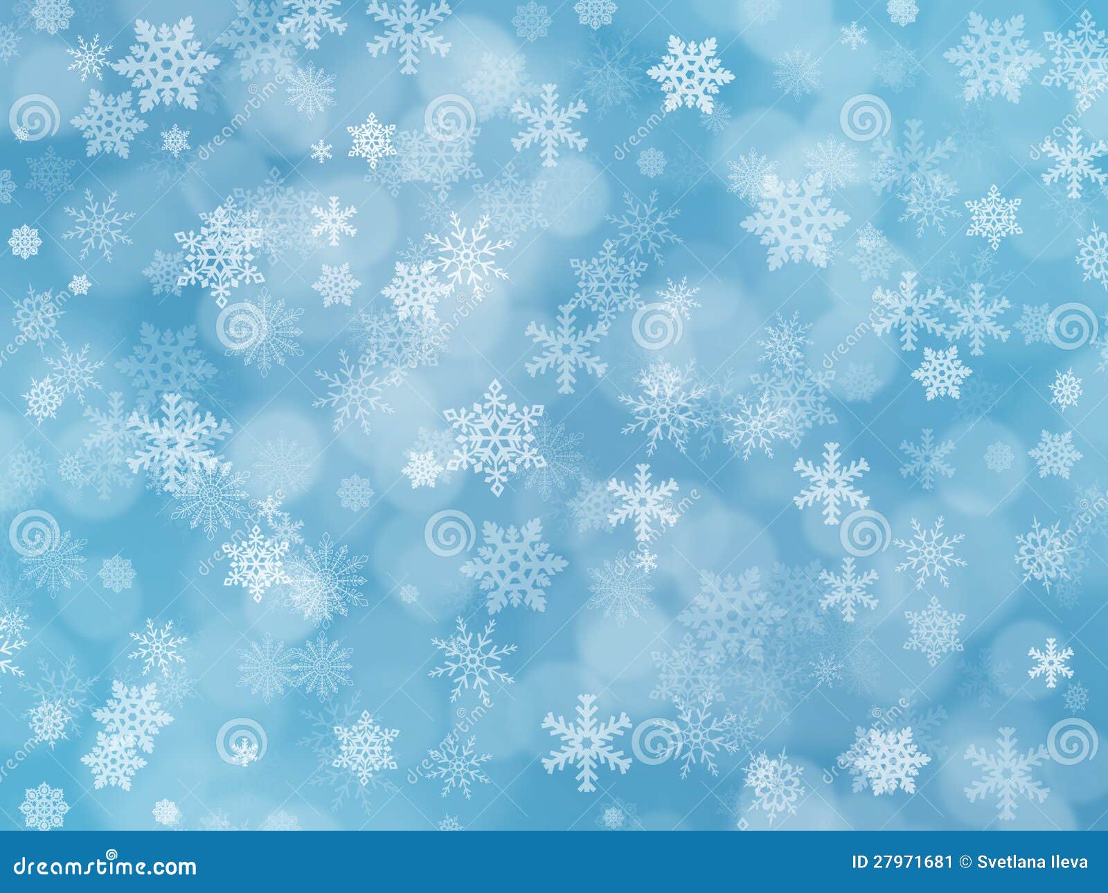blue winter boke background with snowflakes