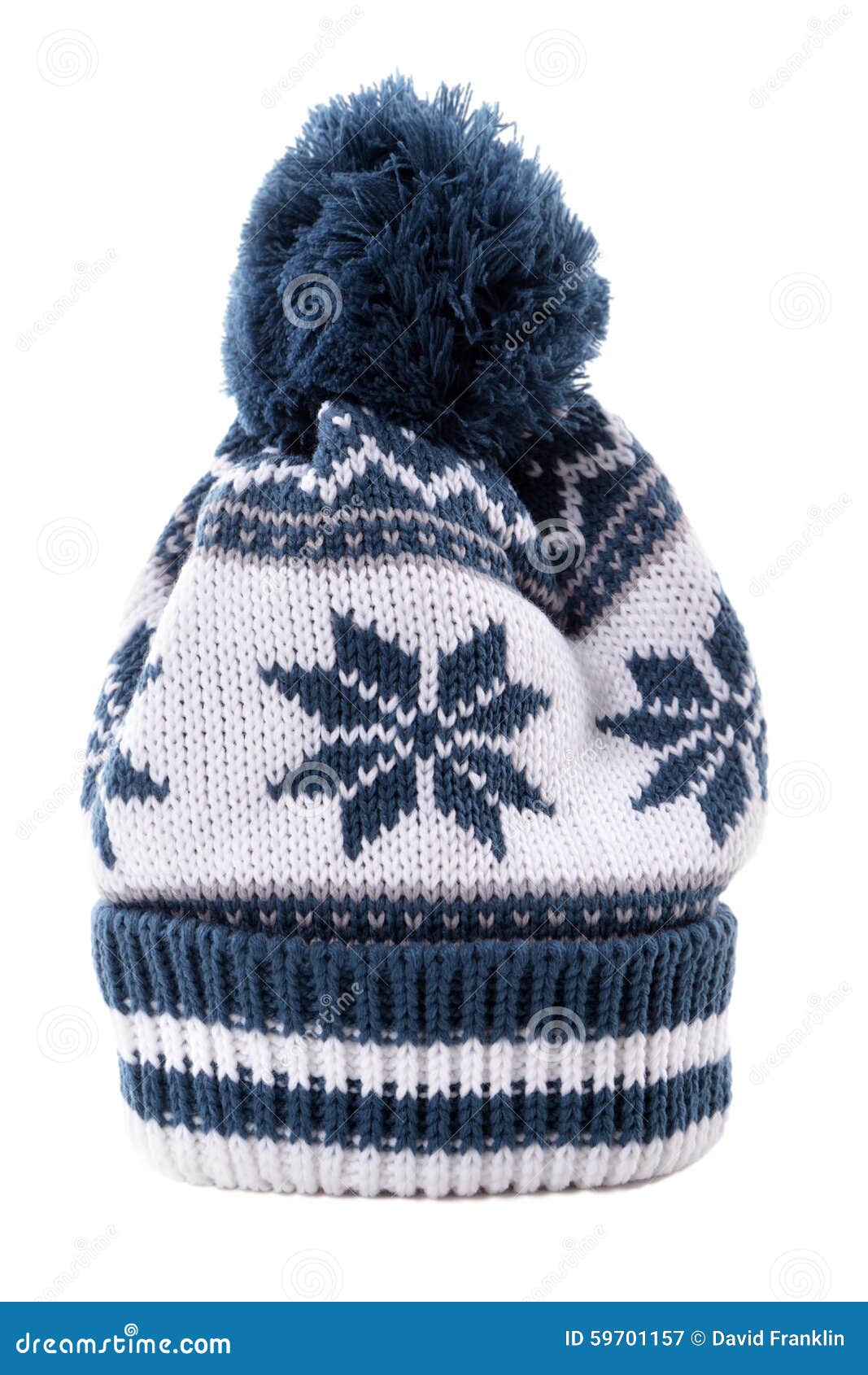 Blue Winter Knitted Ski Hat Isolated on White Background Vertical Stock ...