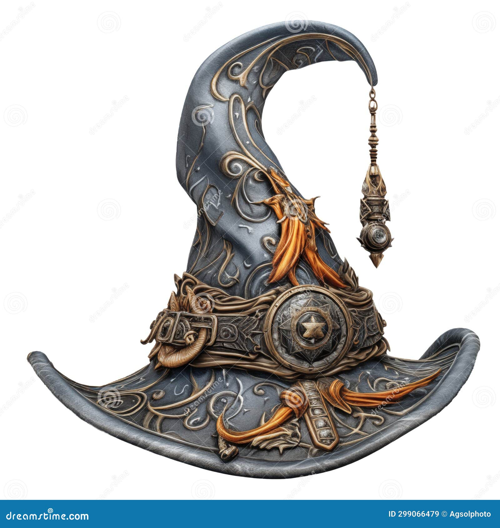 The Blue Wizard Hat is Cut Out on a Transparent Background in PNG Format. Magic and Sorcery