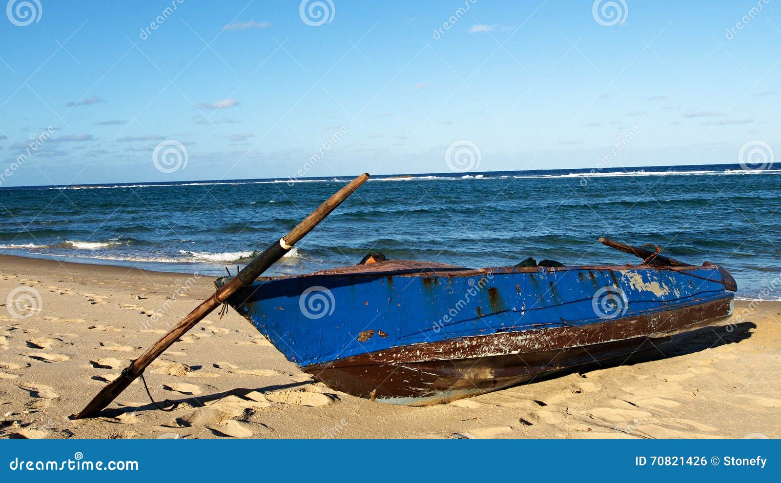 Blue Wooden Boat Stock Photo Image Of Vacations Island 70821426