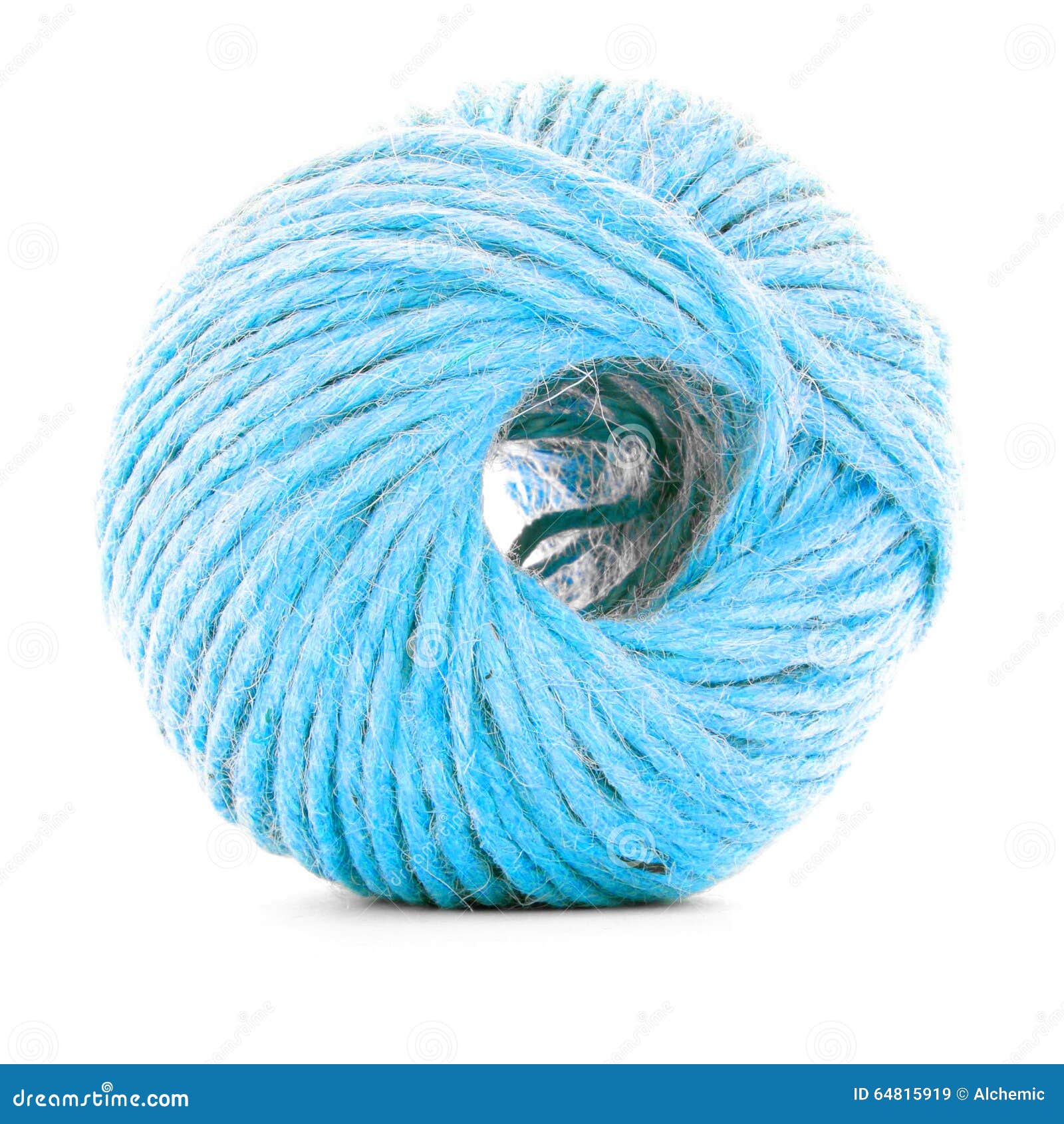 Blue Wool Skein, Sewing Yarn Roll Isolated On White Background Stock