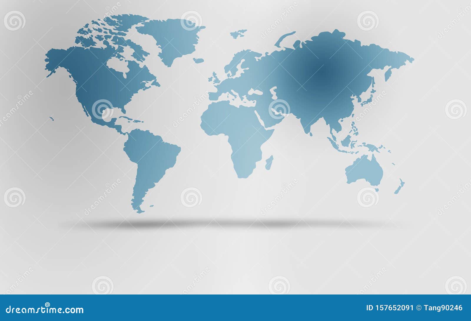 Blue World Map On Grey Background Stock Illustration Illustration Of