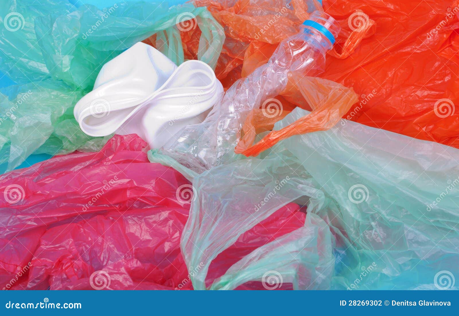 Blue wrinkled plastic bag stock photo. Image of carry 28269302