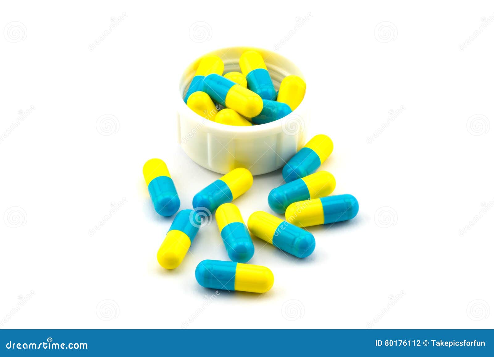 Blue And Yellow Medical Pills In Blister Stock Image Image of drug, chemist 104442123