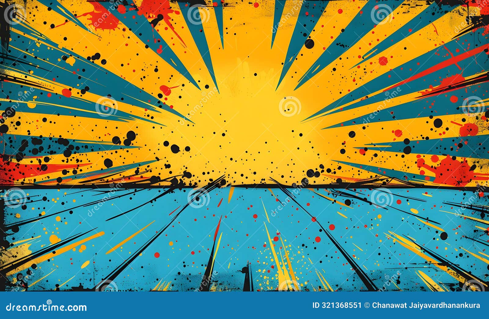 blue and yellow background splash pattern cartoon  with explosion effect. this dynamic graphic izes speed and power.