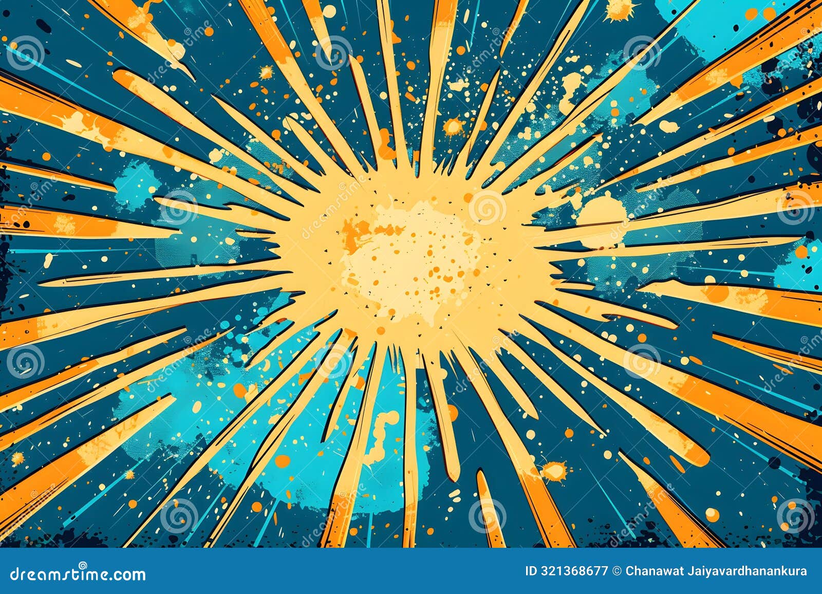 blue and yellow background splash pattern cartoon  with explosion effect. this dynamic graphic izes speed and power.