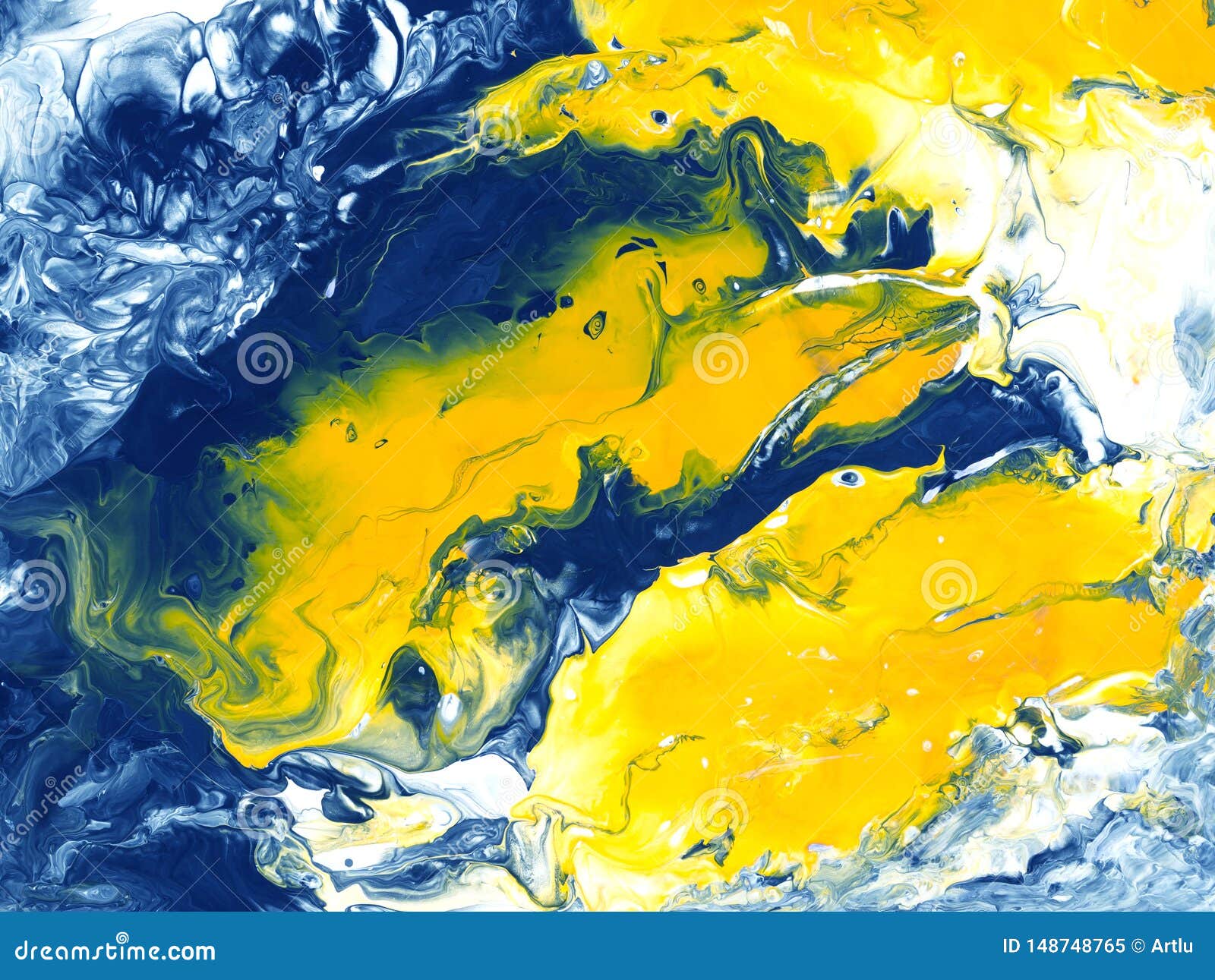 photo How To Marble With Acrylic Paint On Canvas https www dreamstime com blue yellow creative abstract hand painted background marble texture ocean acrylic painting canvas modern art contemporary image148748765