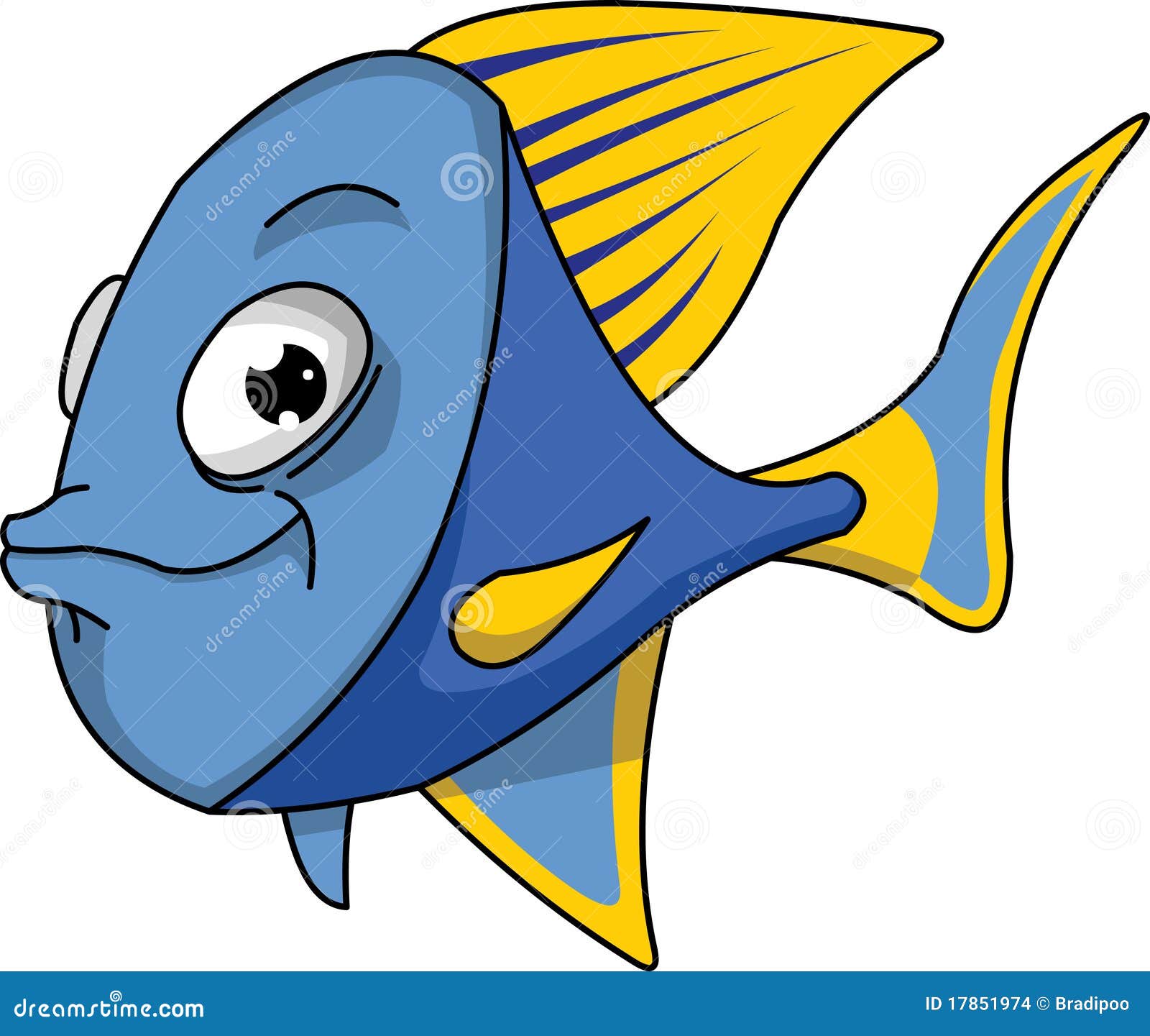 Blue and yellow fish. stock vector. Illustration of seafood - 17851974