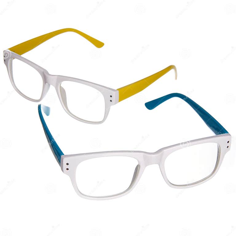 Blue and yellow glasses stock photo. Image of glasses 25011312
