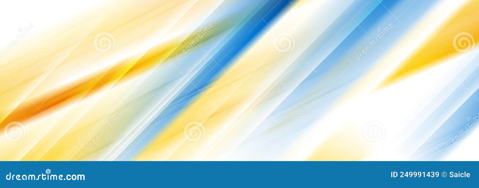 Blue Yellow Glossy Smooth Stripes Abstract Background Stock