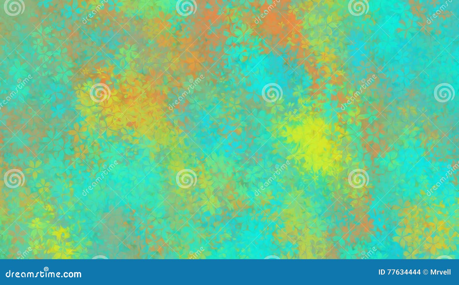 Blue Yellow and Orange Flowers Stock Illustration Illustration of