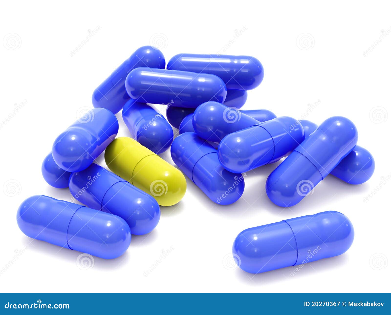 Blue and Yellow Pills on White Stock Illustration Illustration of