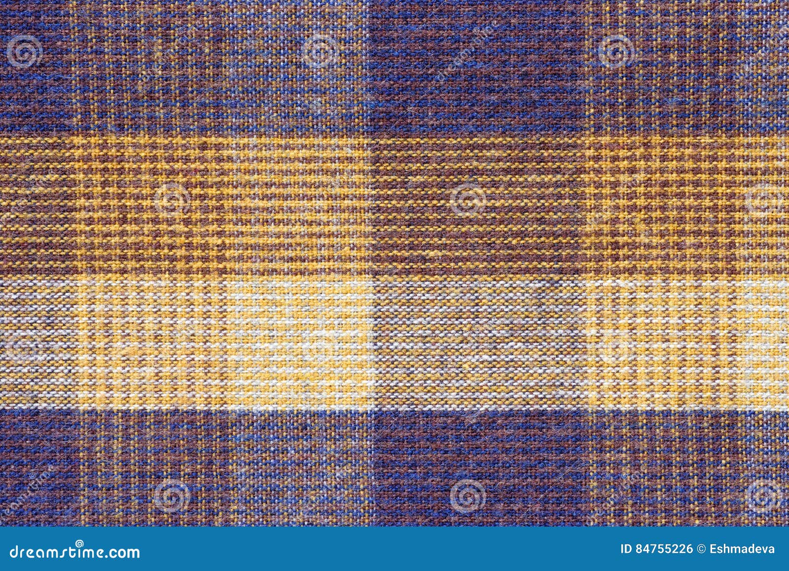 Blue and Yellow Plaid Fabric Close Up Stock Photo Image of background