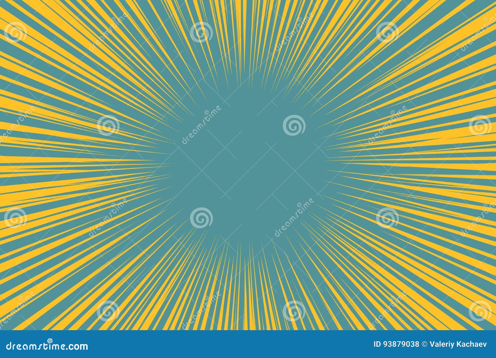 Blue Yellow Pop Art Background Light From The Center Stock Vector