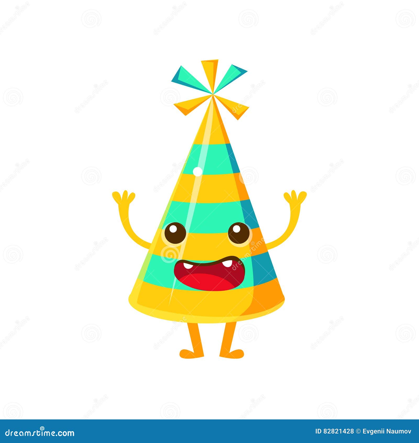 Cone Shaped Birthday Party Hat with Stripes and Ribbons Stock Illustration  - Illustration of surprise, white: 53593353