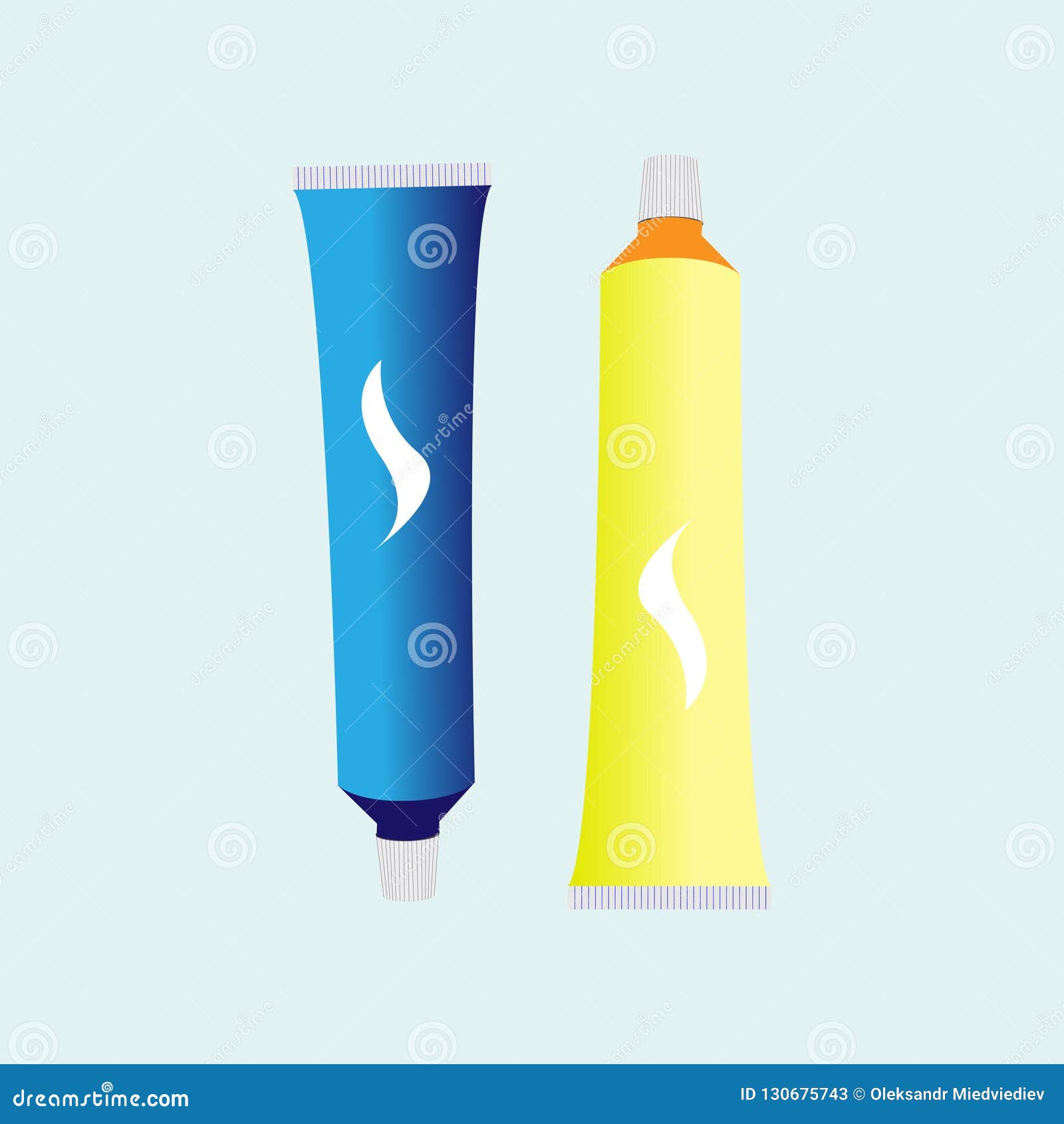 Blue and Yellow Tube of Toothpaste. Illustration. Stock Vector Illustration of isolated