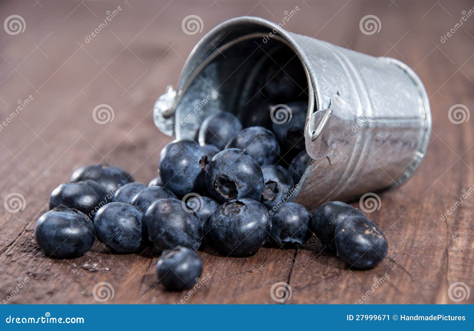 Blueberries in a Bucket on Wood Stock Image Image of natural, berry