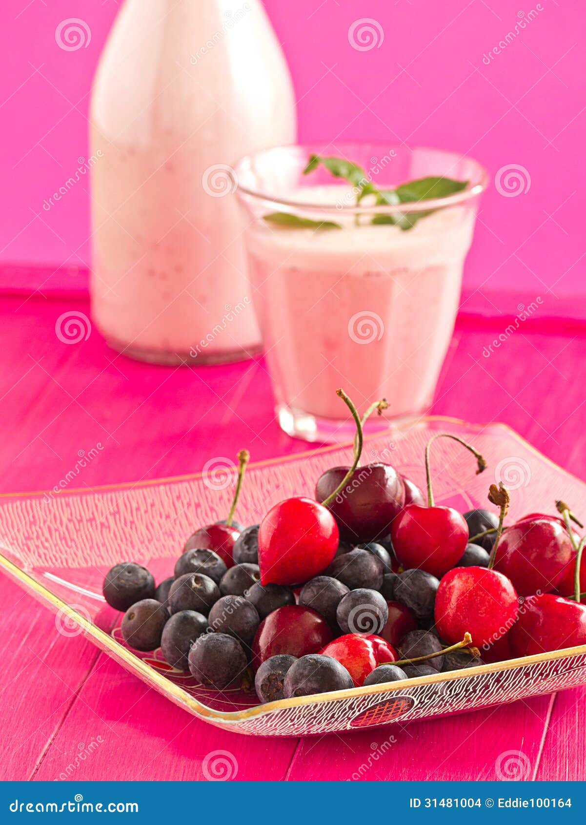 Blueberries and cherries stock photo. Image of fruits 31481004