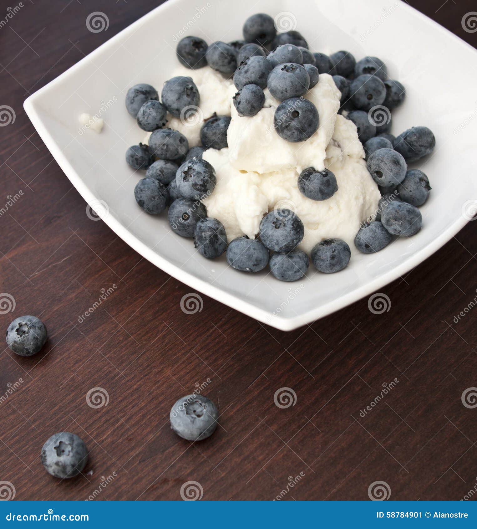 Blueberries with Cottage Cheese Stock Image Image of tableware, good