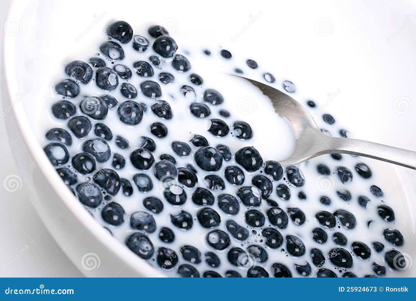 Blueberries with milk stock image. Image of bowl, natural 25924673