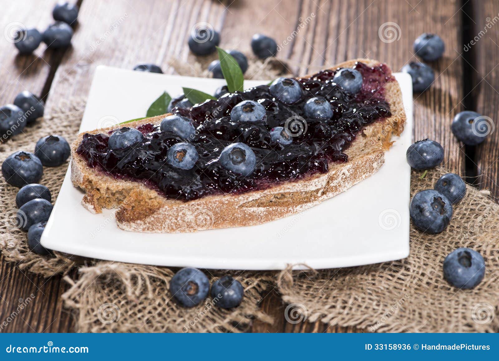 Blueberry Jam on a bread stock photo. Image of meal, bilberries 33158936