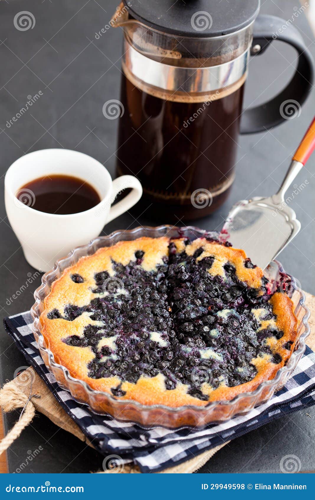 Blueberry pie and coffee stock photo. Image of fresh 29949598