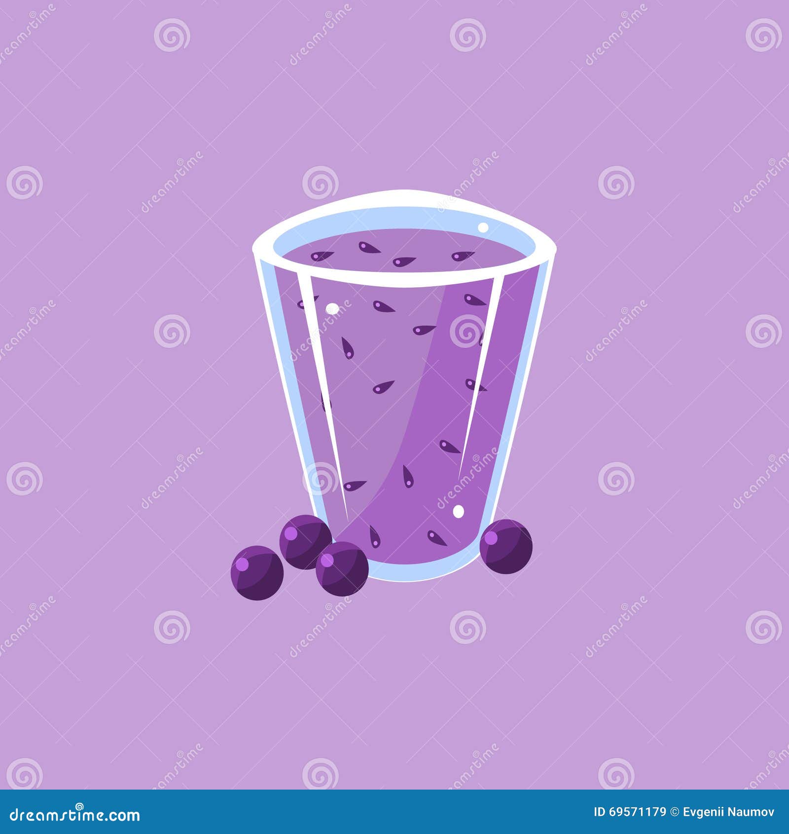 Blueberry Smoothie Cartoon stock vector. Illustration of drawing 69571179