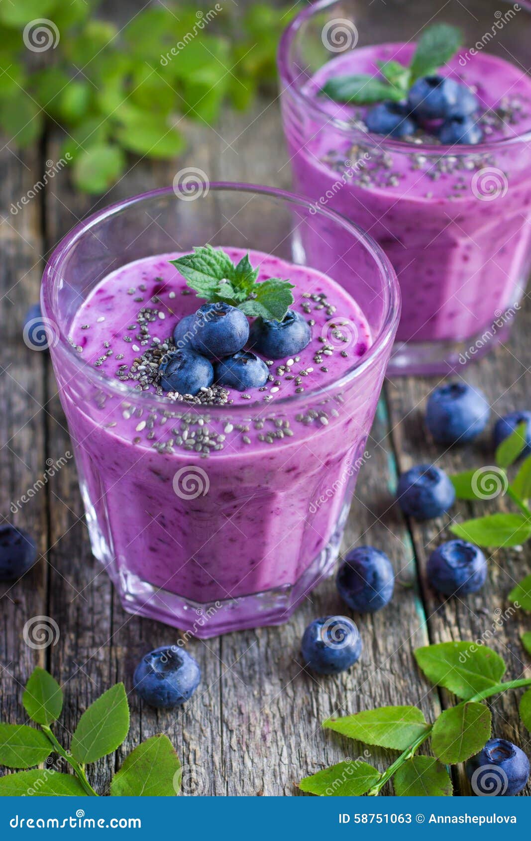Blueberry Smoothie with Chia Seeds Stock Image Image of nonalcoholic