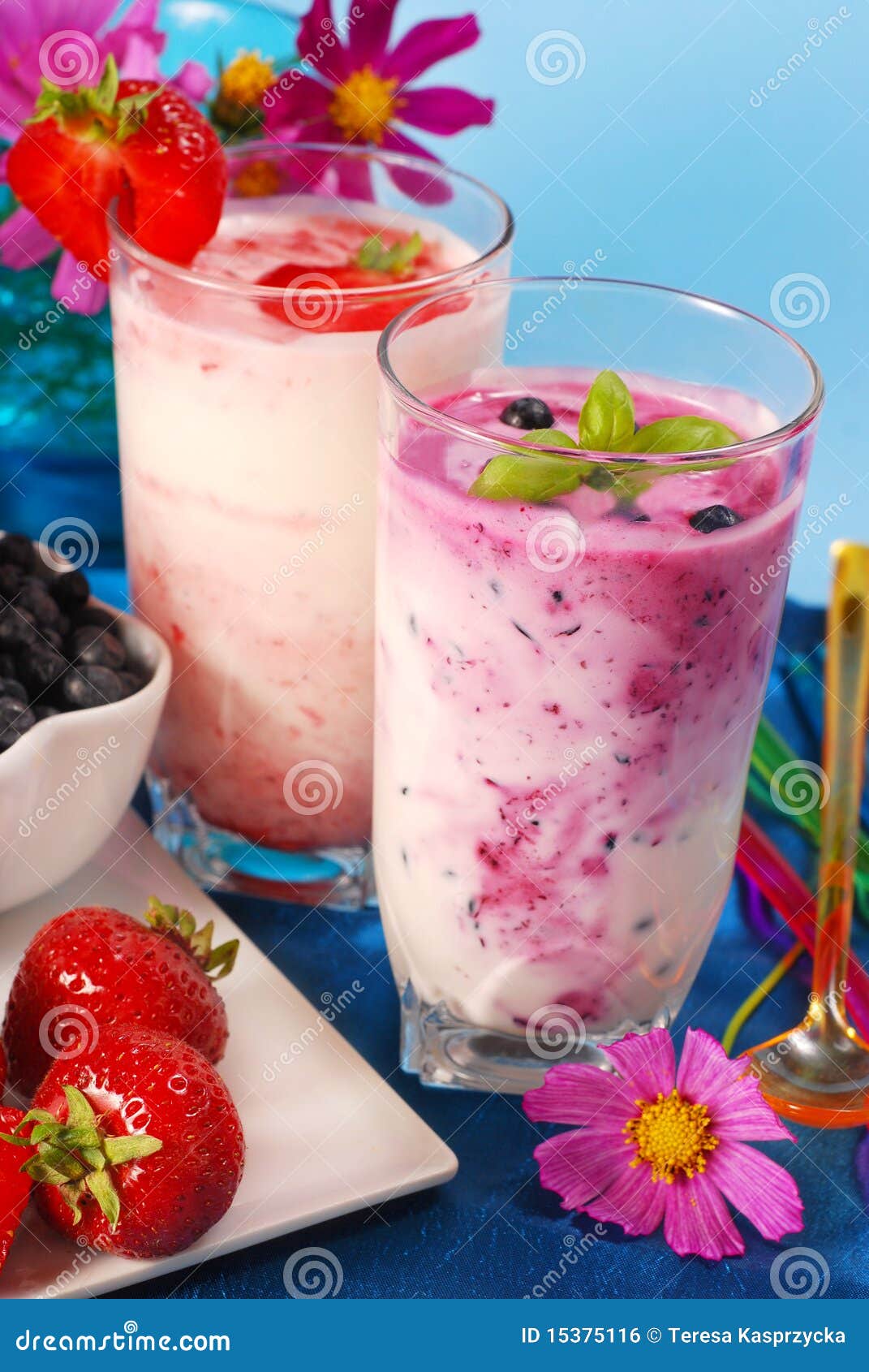 Blueberry and Strawberry Milkshake Stock Photo Image of fresh, mixed