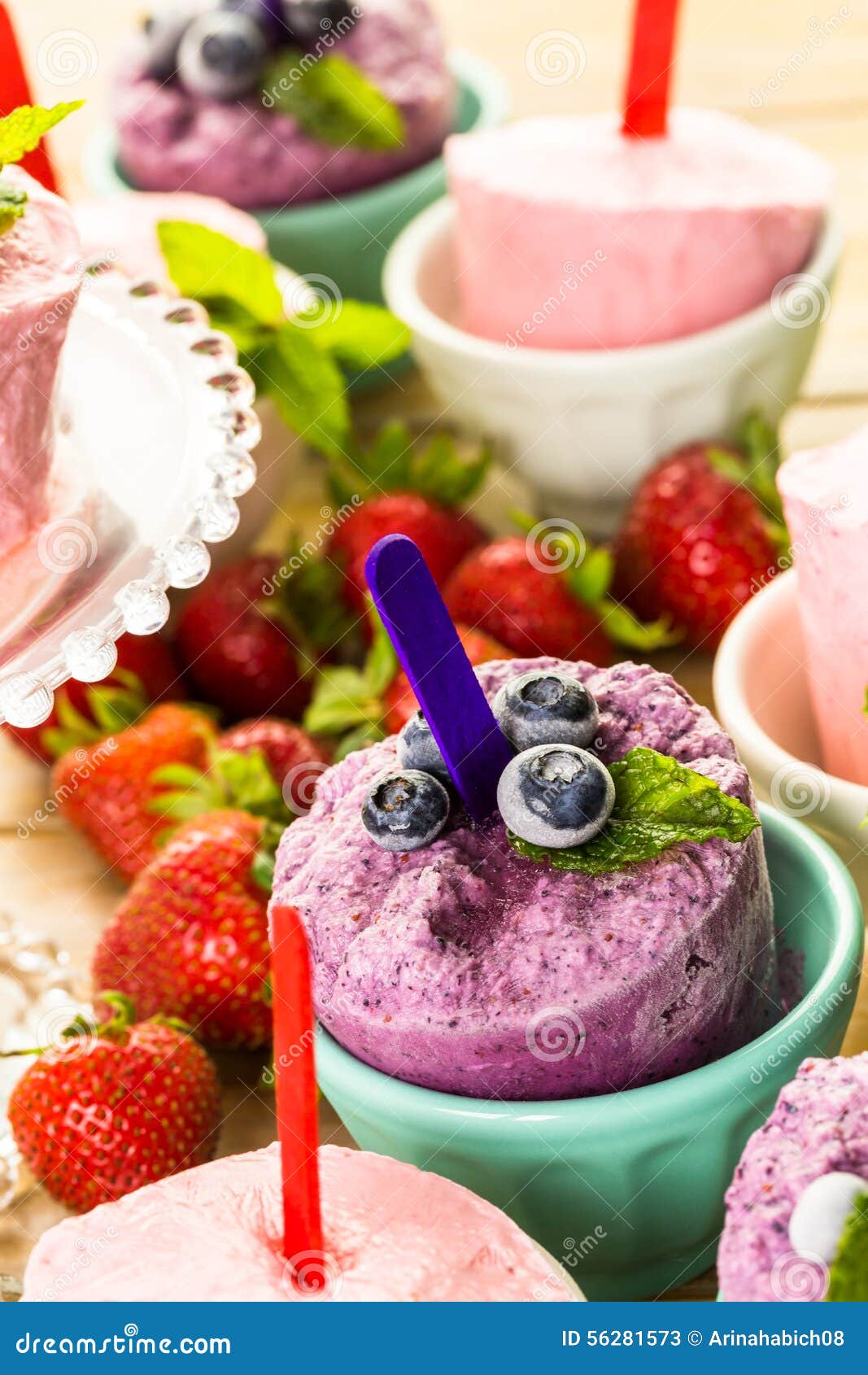 Blueberry and Strawberry Popsicles Stock Image Image of confectionery, flavored 56281573